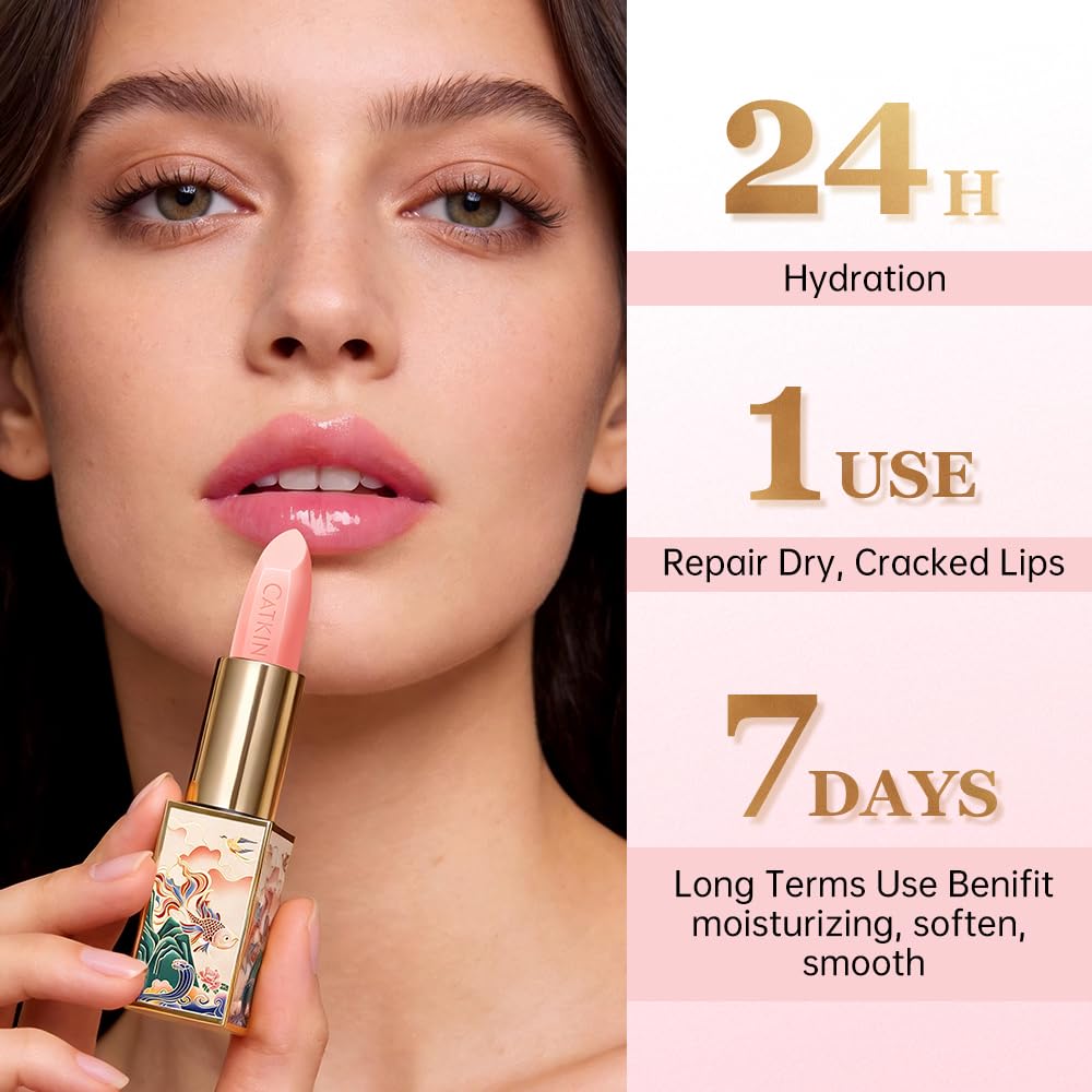 CATKIN Lip Balm Tinted Color Changing Lipstick Ultra Hydrating Lip Deep Moistrurize Lip Care with Vitamin E Nourishing For Cracked & Dry Lips 0.12 oz C21