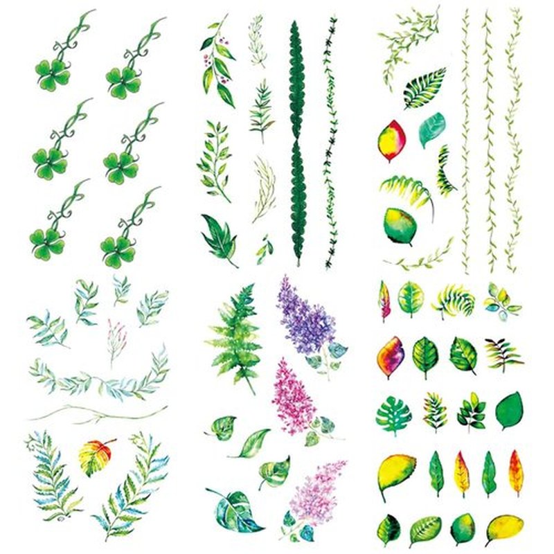 Oottati 6 Sheets Tiny Small Temporary Tattoos For Women Men Finger Hands Neck Wrist Face, Cute Long Lasting Cartoon Fake Tattoo Stickers For Kids Boys Girls Green Leaf Clover
