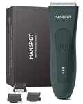MANSPOT Pubic Hair Trimmer for Men(Tropical-Green), Replaceable Ceramic Blade Heads, Waterproof Wet/DryTrimmer for Men, 90 Minutes Shaving