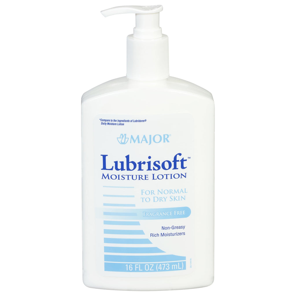 Major Lubrisoft Moisture Lotion - for Normal to Dry Skin - Non-Greasy Rich Moisturizers - Fragrance-Free - 16 Fl Oz