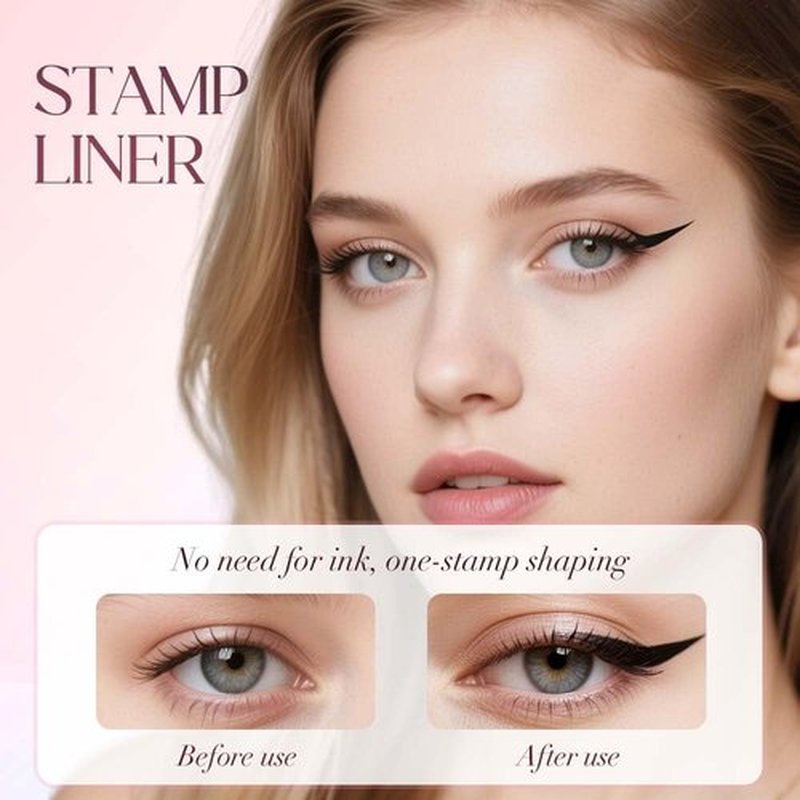 Skiennix Rotating Waterproof Winged Eyeliner Stamp Pen - Quick Dry, Smudge-Proof Gel Pencil Set (Black)