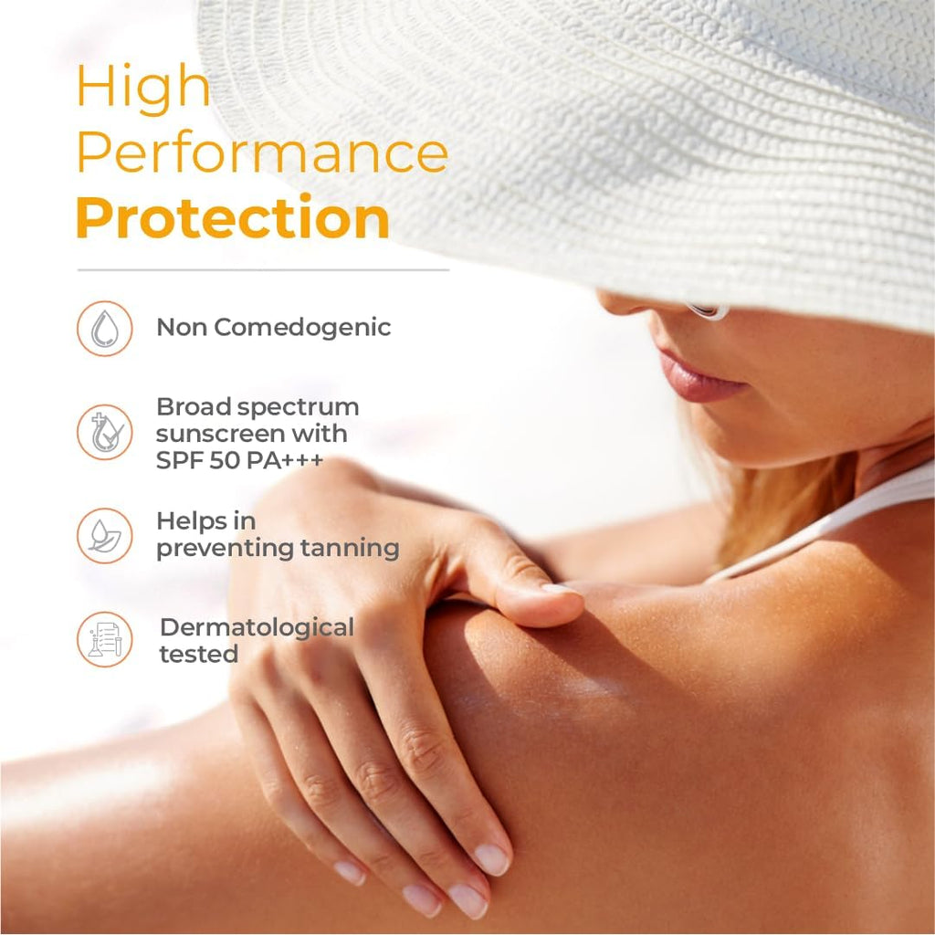 UV-Doux's Sunscreen Gel SPF 50 PA+++, Broad Spectrum UVA UVB Protection, Non-Comedogenic, Water-Resistant, for Oily Acne Sensitive Skin, 50g