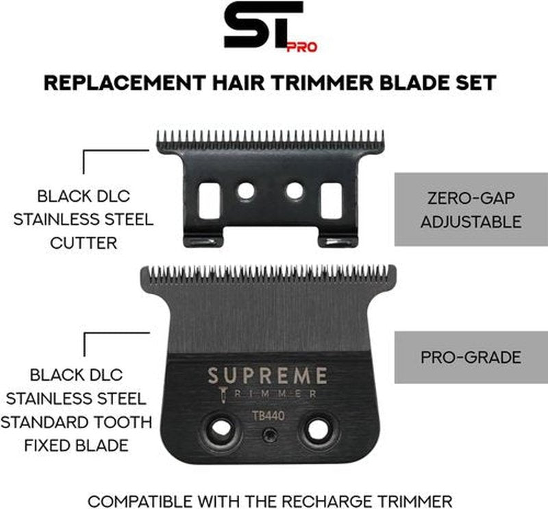 Supreme Trimmer T-Blade TB440 | 0 Gap Adjustable DLC Coated Stainless Steel Replacement Blade