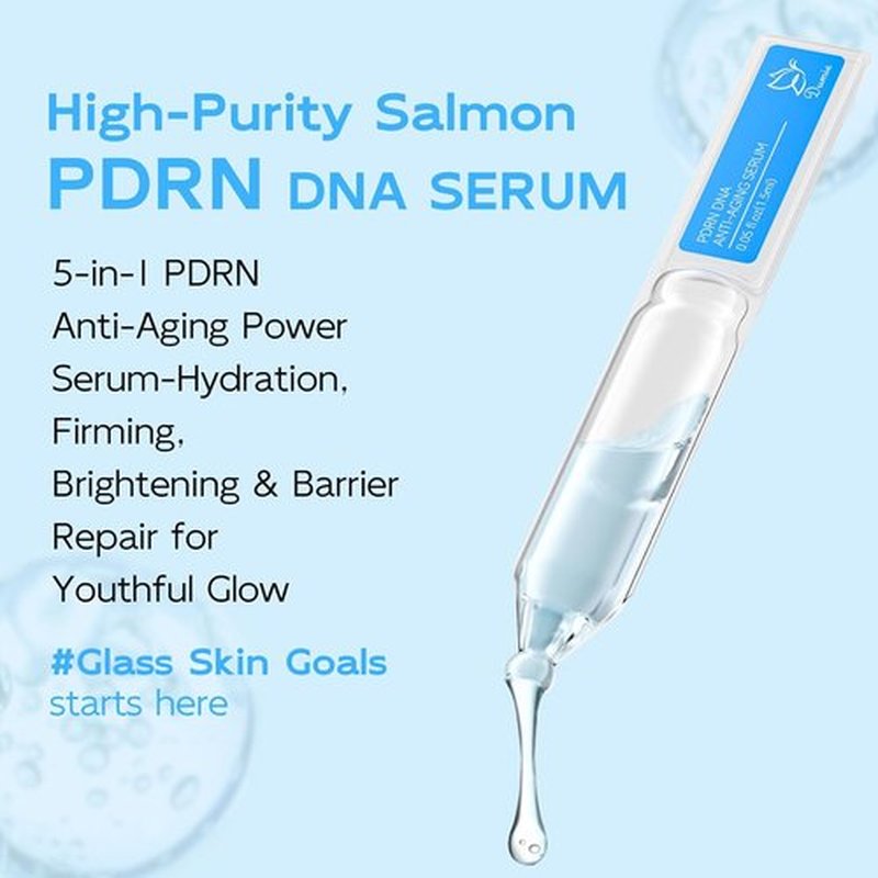 Skiennix Salmon DNA Anti-Aging Serum - 5000ppm Salmon Egg DNA & 2000ppm Collagen | Korean Skincare for Radiance & Wrinkles, 0.05 fl. oz x 30e
