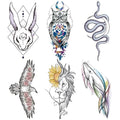 Oottati 6 Sheets Mystical Geometric Animal Temporary Tattoos for Adults, Rabbit Owl Snake Eagle Lion Whale Fake Tattoo Stickers, Waterproof Long Lasting Body Art for Arm Chest