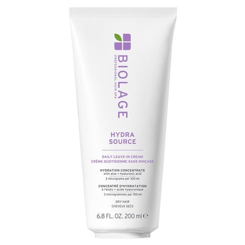 Biolage Hydra Source Leave-In Cream - Instantly Moisturizes & Seals Split Ends, For Dry Hair, With Micro-Filtered Aloe Vera & Fermented Hyaluronic Acid, 6.8 Fl Oz, packaging may vary