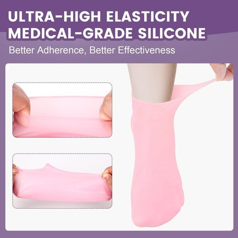 TEAWOO 4 Pairs Silicone Socks Gloves Set for Dry Cracked Feet and Hands, Silicone Foot Socks for Women, Moisturizing Feet