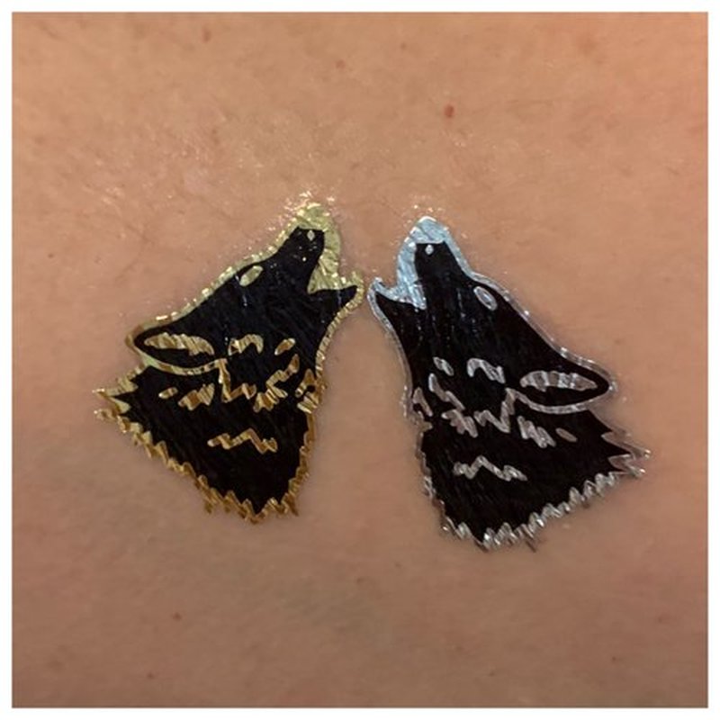 Bear and Wolves Temporary Tattoos for Kids | 32 Tattoos on 2 Sheets | Fake Tattoo for Boys and Girls | Fun Metallic Shiny Animal Tattoos for Kids | By Twink Designs