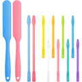 Patelai 12 Pieces Wax Sticks Silicone Waxing Spatulas for Hair Removal Reusable Silicone Applicator Different Sizes Scrapers Hard Sticks for Home Salon Body Use