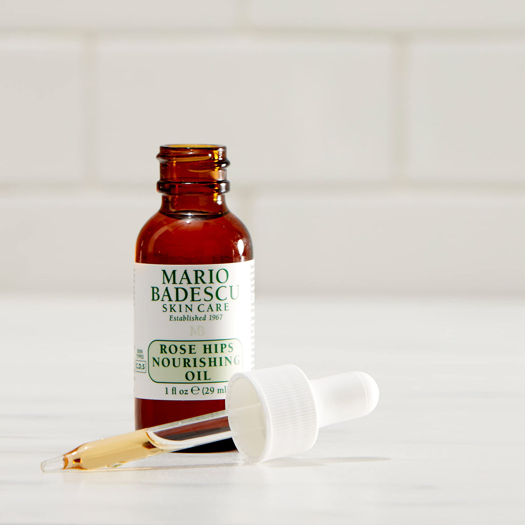 Mario Badescu Rose Hips Nourishing Oil for Combination, Dry and Sensitive Skin Facial Oil that Moisturizes & Smoothes Formulated with Rosehip Extract & Castor Oil 1 FL OZ (Pack of 1)