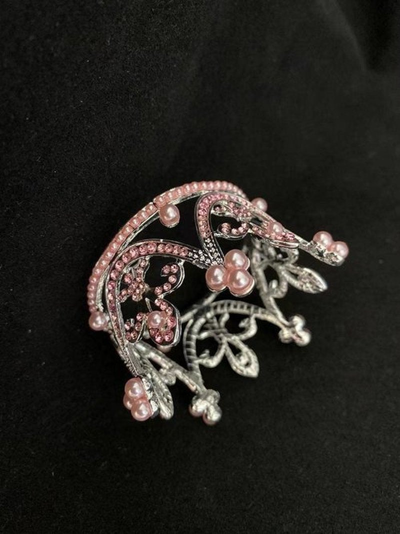 Round Mini Rhinestone Pearl Crown Princess Pink Crown Party HatPhoto Prop