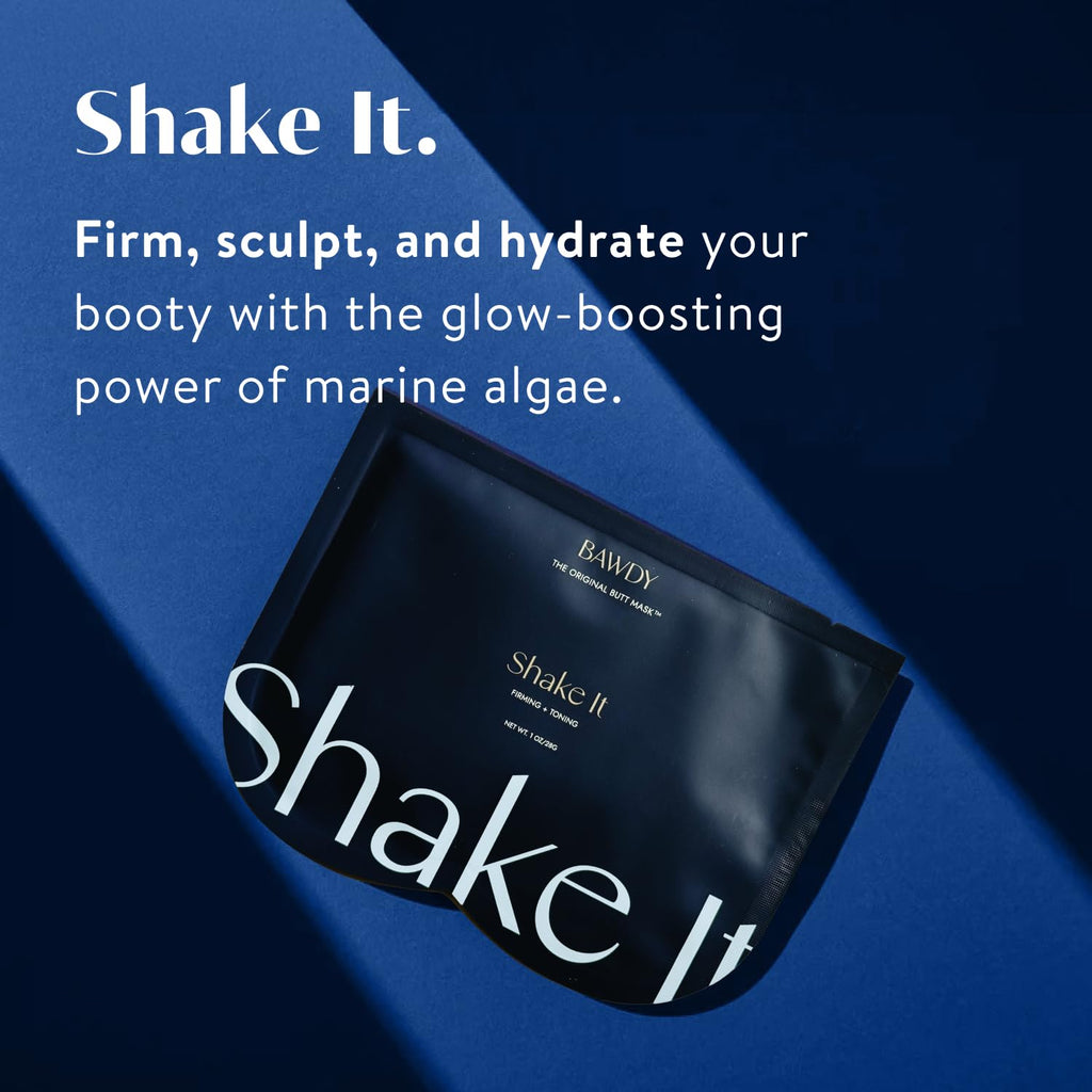 BAWDY Shake It - Marine Algae Beauty Mask for Your Butt - Firming + Illuminating Treatment for Your Behind - 2 Sheets, One for Each Cheek - Clean Beauty Mask for Your Butt (2 Sheets - Single-Use)