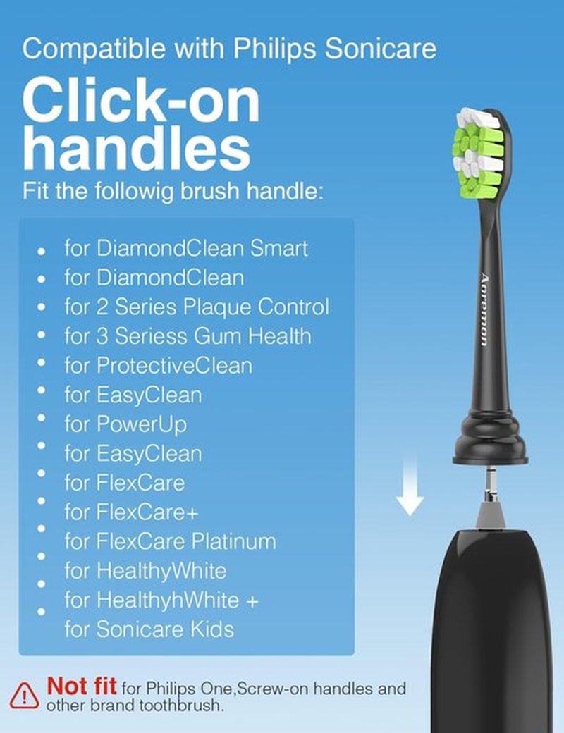 Aoremon Sonicare Toothbrush Replacement Heads - Compatible with Philips W2, W3, C1, G2 | Black