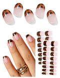 AutyaMee Semi Cured Gel Nail Strips (leopard French), 30 Pcs Gel Nail Wraps, Stickers, Long Lasting, Works With Any UV Lamps