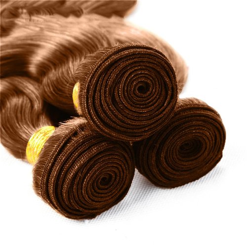 #30 Light Brown Bundles Human Hair Body Wave Bundles 22 22 22 Inch Brown Body Wave Bundle Human Hair Extensions Double Weft Unprocessed Brazilian Virgin Hair 3 Bundle 50 Grams Per Bundle