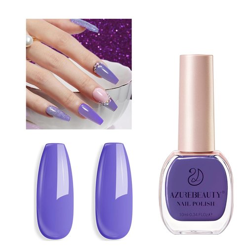 AZUREBEAUTY Purple Nail Polish Glitter Quick Dry Long Lasting French Tip Nail Polish Natural Manicure Diy Home Gift for Girls 0.34 oz