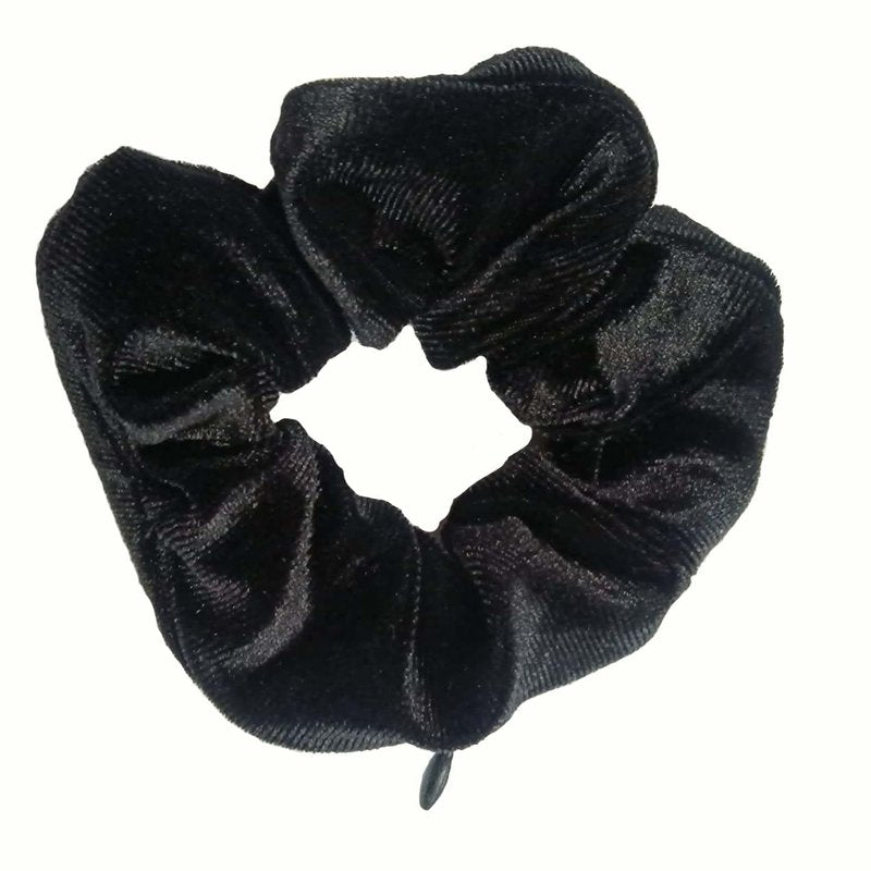 Zipper Scrunchie,Velvet Scrunchie with Zipper Pocket for Women - Hair Tie with Hidden Storage Compartment for Cash, Lipstick, Keys & Valuables | Hidden Compartment Items for Travel (Black, 8)