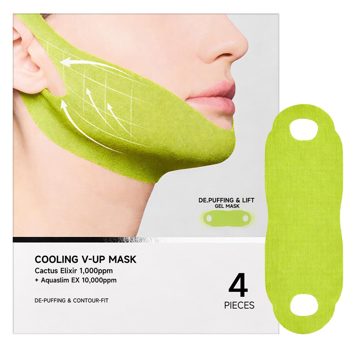 Nascence V-Line Lifting， Cactox Collagen Double Chin Lifting Band for Sagging Jawline & Facial Puffiness Jaw and Chin Lifting Improvement 4 pcs (1 pcs)