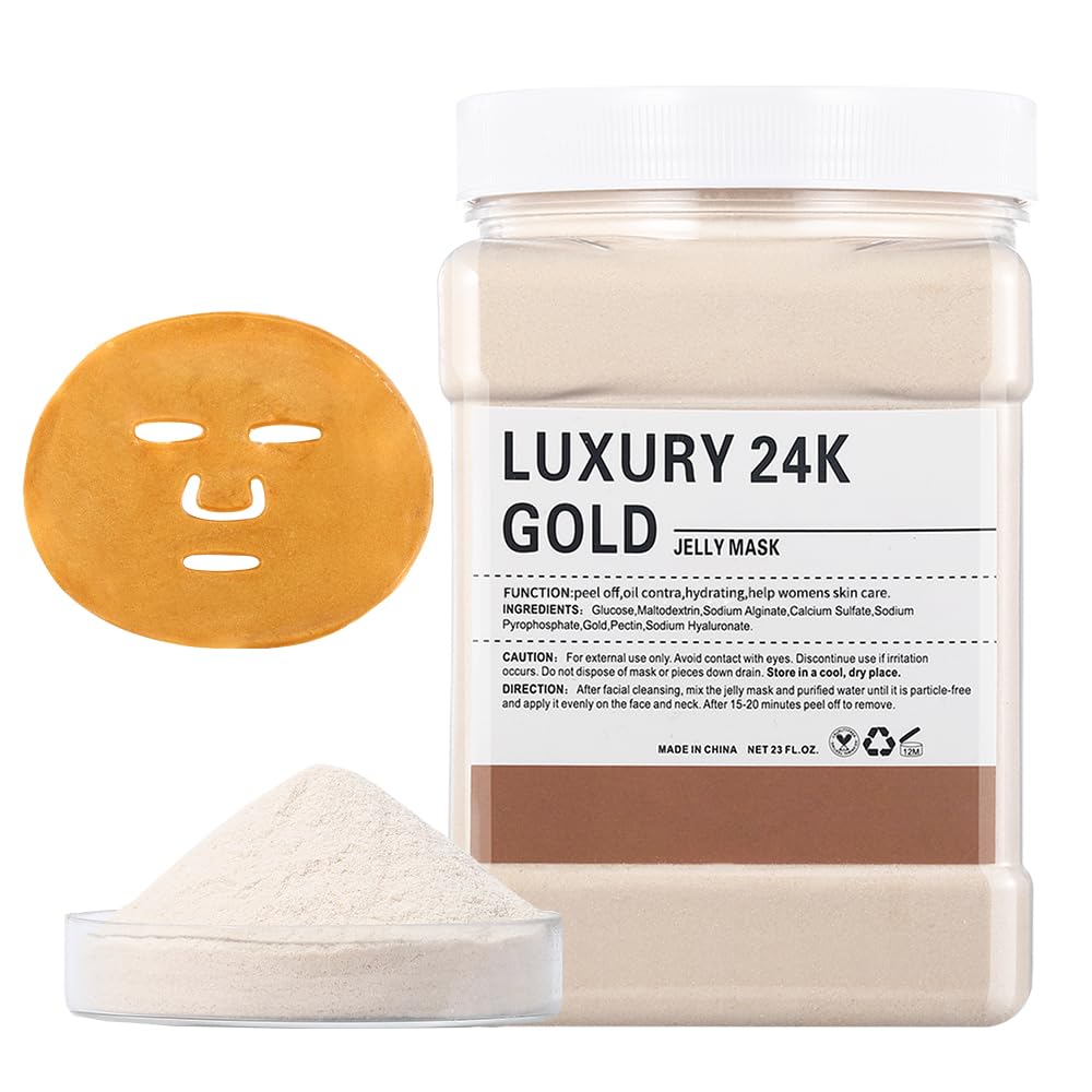 GUOYAOLIFU Jelly Masks for Facials Professional,Jelly Face Mask Skincare Hydrating,Jelly Masks Powder for Face Moisturizing,Smoothing,Deep Cleaning,Oil Contral,for All the Skin 23 Fl Oz(24K Gold)