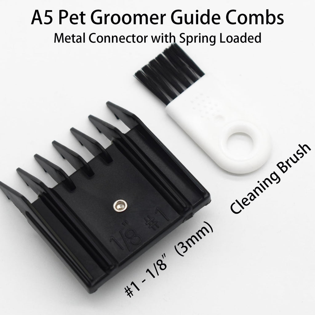 Professional A5 Style Animal Hair Clipper Attachment Guard Guide Cutting Combs 76926-900, Compatible with Oster Classic 76 A5 Andis AG BG Wahl KM Pet Groomers (Black, #1-1/8")