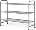 Kitsure Shoe Rack - Sturdy Stainless Steel Organizer for Closet & Entrance | 3-Tier, 25.6" Wide, Grey