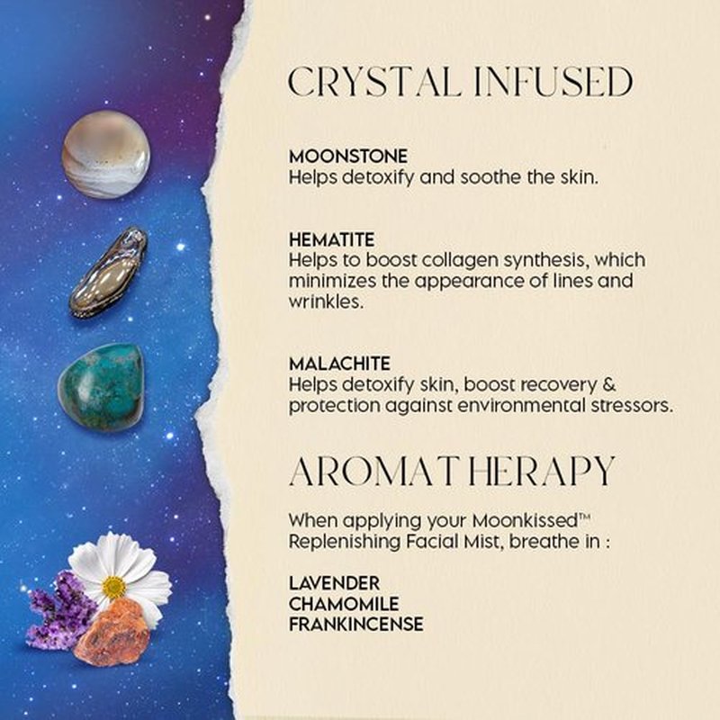 ieró Beauty Moonkissed Serene Essence Hydrating Face Mist, Lavender Chamomile Frankincense, Crystal-Infused Replenishing Facial Mist, Calming Hydrating Toner, Made in Italy — 3.38 Fl Oz