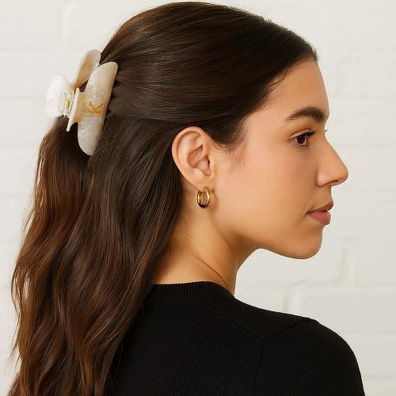 Fohufo Birthday Gifts for Women Teens - Initial Cute Hair Clips, Hair Claw Clips, Fashion Glitter Claw Clips Durable Hair Clips, Birthday Christmas Gifts for Women Teens - Letter A