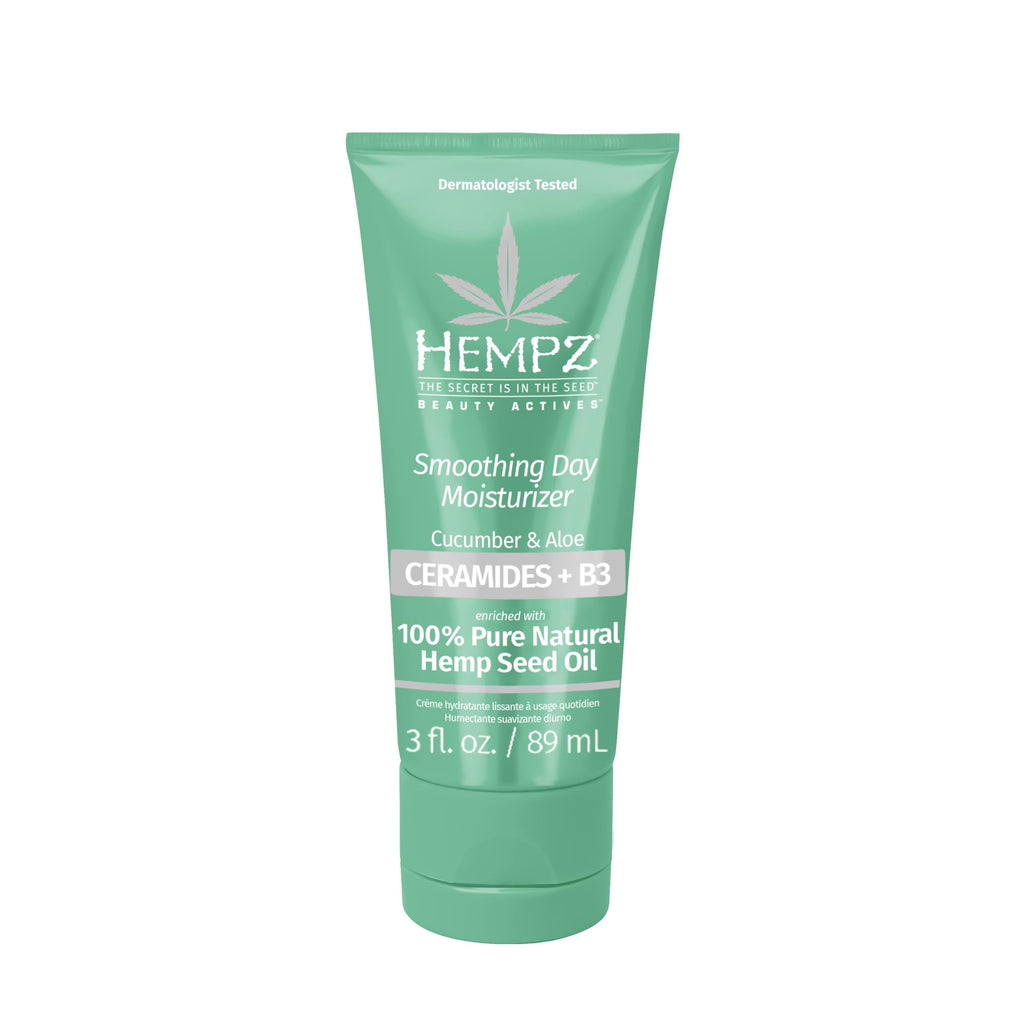 Hempz Cucumber & Aloe Smoothing Day Moisturizer - Hydrating Daily Cream Rich with Minerals, Vitamin C, & Hempseed Oil to Hydrate & Repair Extremely Dry or Sensitive Skin, for Face & Body, 3 Oz