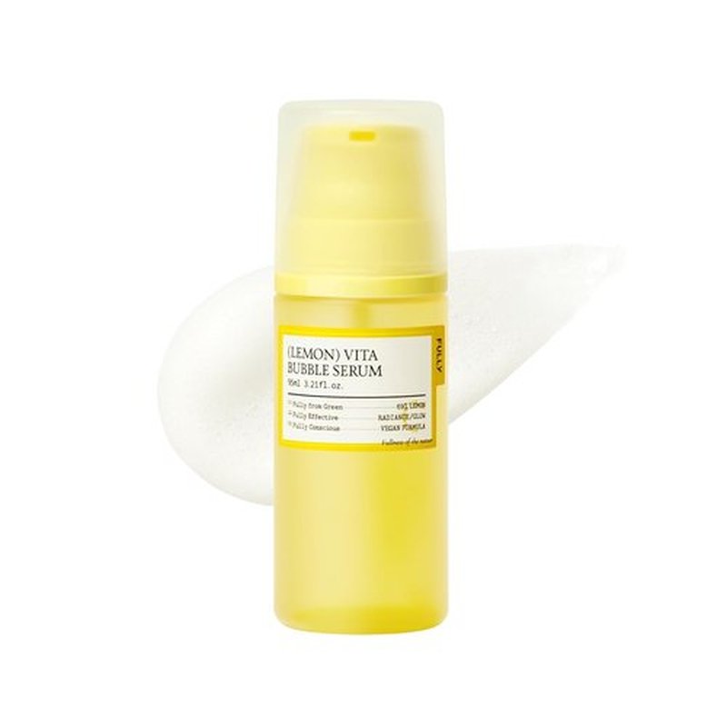 FULLY Lemon Vita Bubble Facial Serum - 69% Organic Jeju Lemon Water & Vitamin C for Instant Glow | 3.21 fl. oz Vegan Korean Skincare
