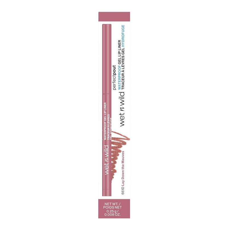 Wet n Wild Perfect Pout Matte Gel Lip Liner Pencil - Rich, Long-Lasting Color | Vegan & Cruelty-Free - Purple Lay Down the Mauves