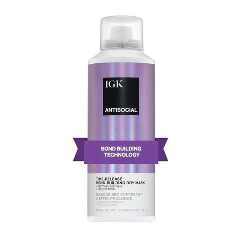 IGK Antisocial Bond-Building Dry Hair Mask - Revive Damaged Hair with Vegan Protein | 5 Oz