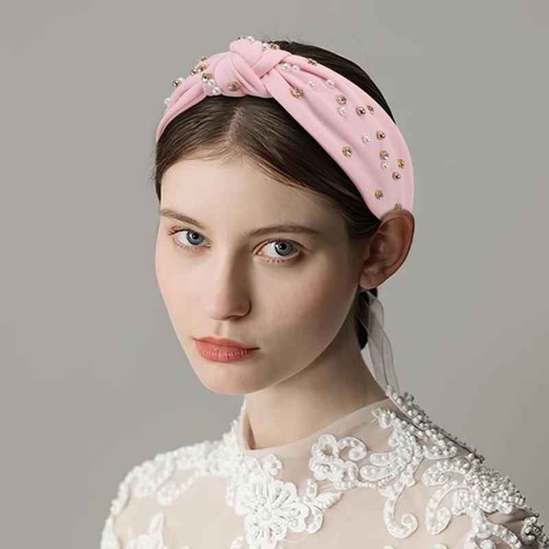 Santoddle 3Pcs Knot Headband for Women Pearl Knotted Head Bands Non Slip Wide Head Band Fashion Head Bands Knot Headband for Women