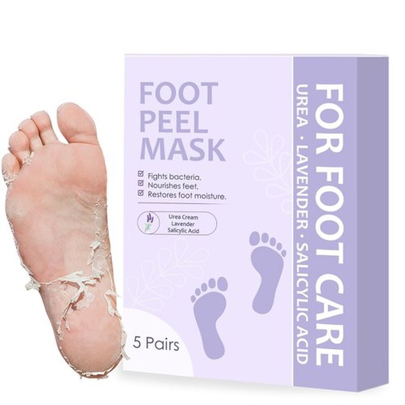 Foot Peeling Mask 5 Pack – Exfoliator & Foot Callus Remover – Feet Peeling Mask for Cracked Heel Treatment – Foot Masks for Dry Cracked Feet, Soft & Smooth Finish with Urea, Lavender & Salicylic Acid