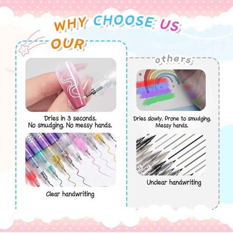 12 Colors Nail Art Pens Set,2026 Upgraded Nail Art Markers for Gel Nails,Quick Dry Long Lasting Nail Polish Pen,DIY 3D Drawing Dotting Painting Nails Liner Brush for Dotting Painting Home Use (A)