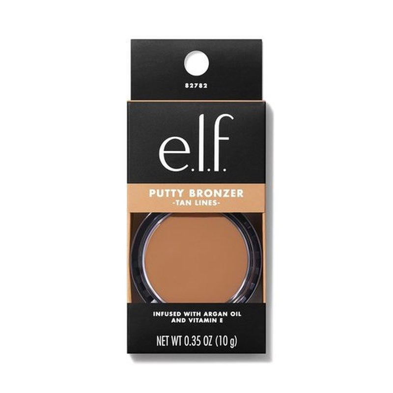 e.l.f. Putty Bronzer - Creamy, Highly Pigmented Formula for Long-Lasting Glow | Infused with Argan Oil & Vitamin E, Tan Lines, 0.35 Oz