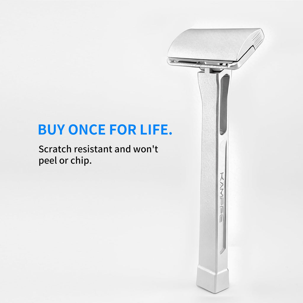 KAMPFE Upgraded Version Safety Razor Made of 6061 Aluminum Alloy Material, Comfortable shaving，GEM Single Sided Safetyshaver Shaver Handle for Men with Suction Cup Holder and Safety Razor Blades