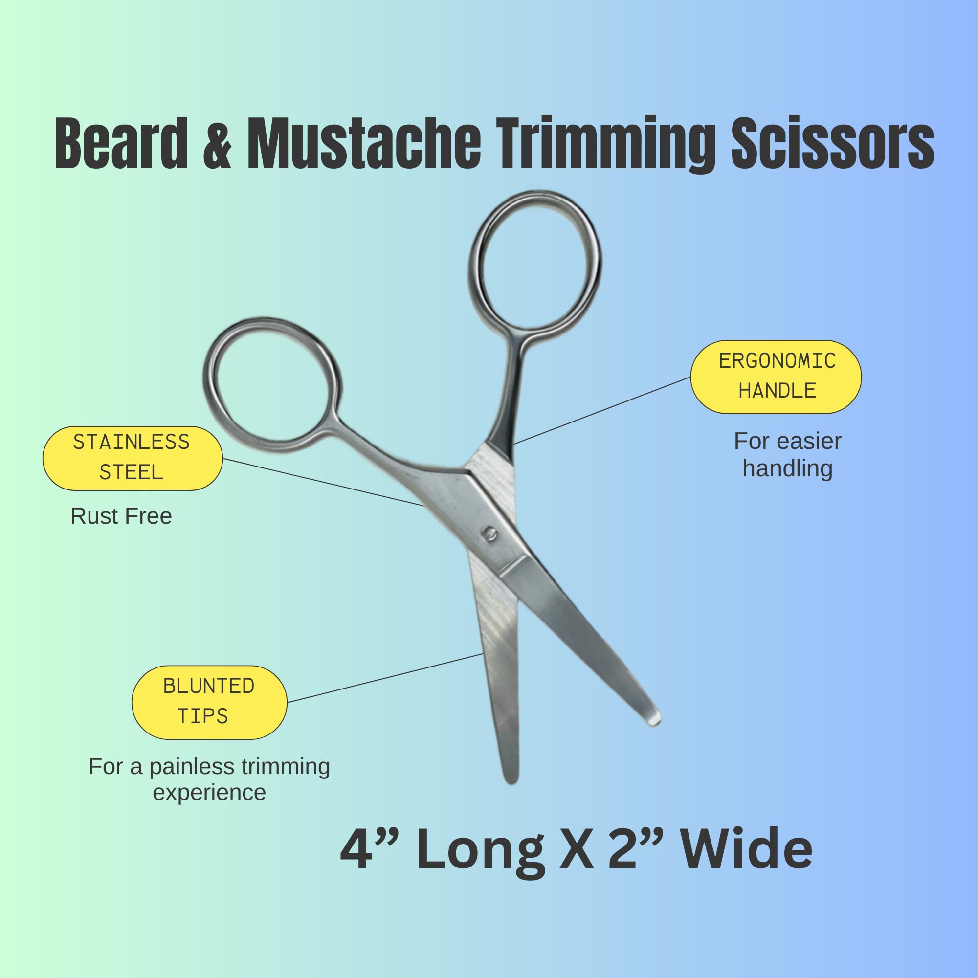 G.B.S Men's 3n1 Trimming, Cutting and Styling Beard Scissors, Stainless-steel Scissors for Beard, Mustache, Eyebrow, Nose Hair, Leather Travel Case and Beard and Mustache Comb