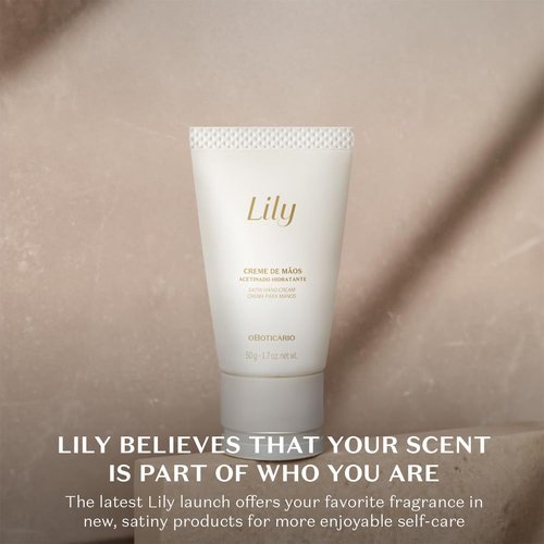 O BOTICARIO Lily Satin Hand Cream, Moisturizing Scented Hand Lotion with Luxurious Fragrance, 1.7 Ounce (50g)