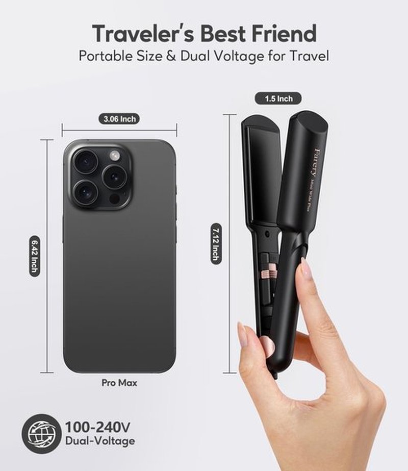 FARERY Portable Hair Straightener - 1.5 Inch Mini Flat Iron with Argan Oil & Keratin Infusion | Travel-Friendly Design