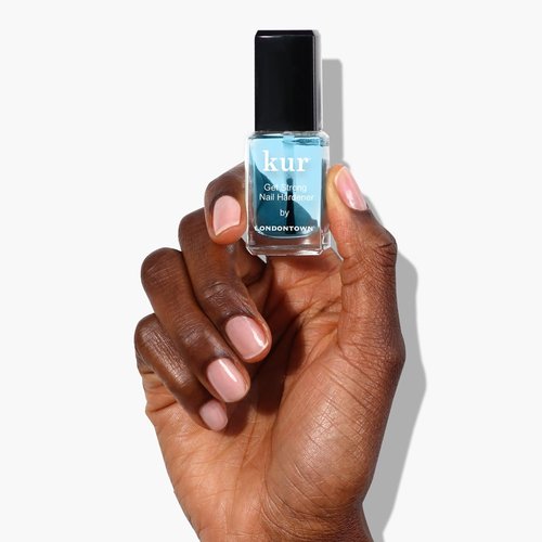 LONDONTOWN Get Strong Nail Hardener & Blue Glass Nail File Duo - Nail Strengthening Growth Treatment for Damaged Nails w Double Sided Nail Care Tool, .40fl oz
