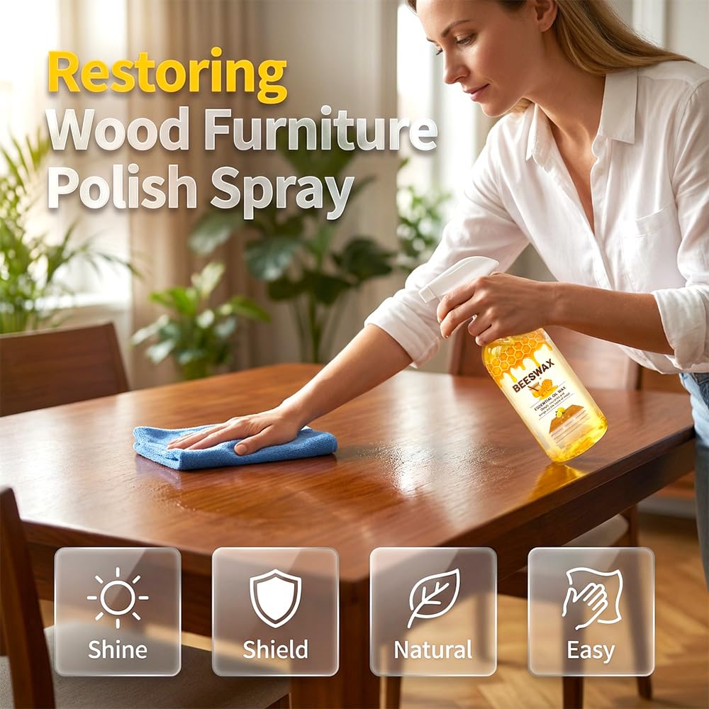 Scratch Erase Beeswax Floor Spray, 2026 New 350ml-Beeswax Wood Polish Spray, Cleans, Restores Shine, Scratches, Suitable for Floors, Wooden Sofas, and Furniture (2PCS)