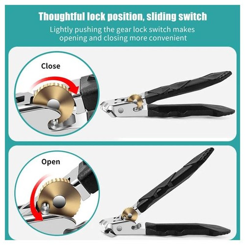 Goredny Orthoclip Nail Clippers,Black Anti Slip Grip Gear Lock Nail Clipper, Toenail Clippers for Thick Toenails, Double Configuration of Oblique and Flat Mouth, Splash-Proof (Oblique+Flat)