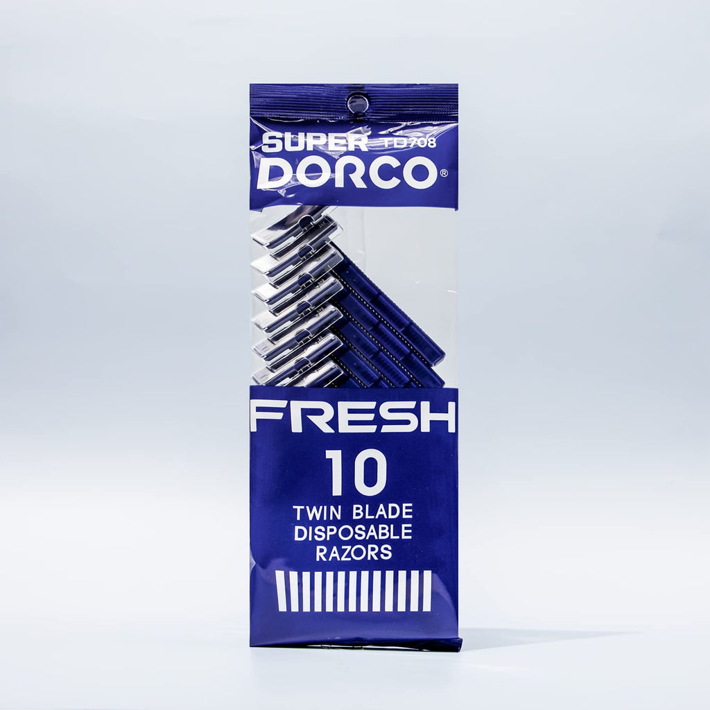 Dorco Fresh Twin Blade Disposable Razors for Men (30 Counts), Smooth & Comfortable Shave, Shaving Razors for Men, Non-Slip Handle, Ideal for Sensitive Skin & Travel