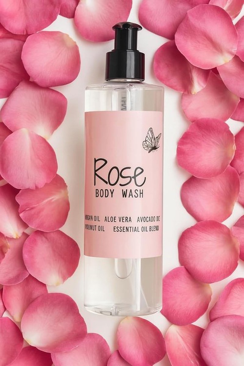 ROSE Natural Body Wash - Hydrating & Gentle Cleanser for Dry/Sensitive Skin | 16oz, Sulfate & Dye Free
