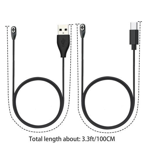 2 Pack Charger Cables Compatible with Shokz, Magnetic Replacement Charging Cable, Suitable for Aftershokz Aeropex AS800/803/Shokz Open Pro, OpenRun Mini, OpenComm Bone Conduction (2, Black)