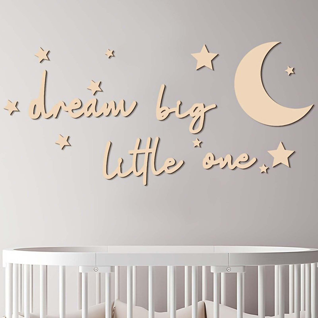 15Pcs Wooden Moon and Stars Nursery Wall Decor