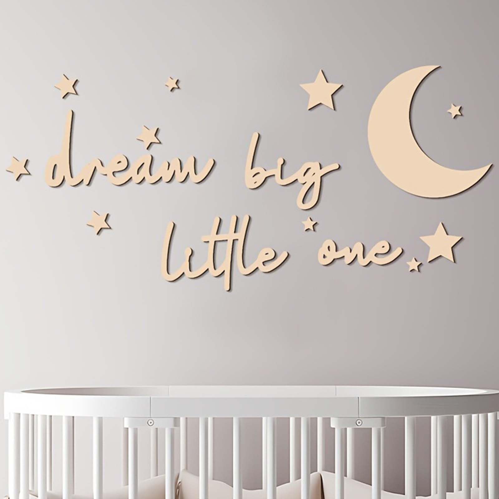 15Pcs Wooden Moon and Stars Nursery Wall Decor