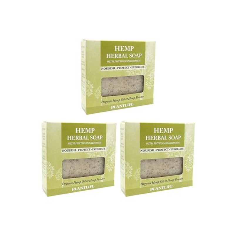 Plantlife Vegan Hemp 3-Pack Soap Bar - Moisturizing and Soothing Soap for Your Skin - Hand Crafted Using Plant-Based Ingredients - Made in California 4oz Bar