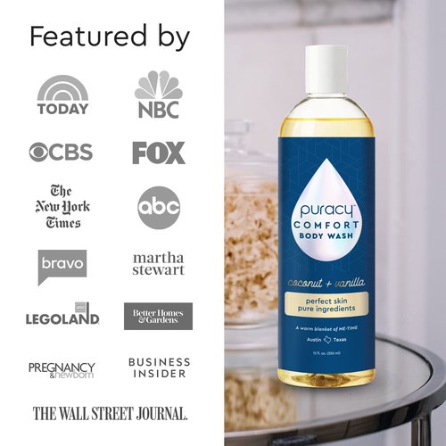 Puracy Natural Body Wash - Moisturizing Shower Gel for Sensitive Skin - 2pk 12 fl oz | Coconut & Vanilla