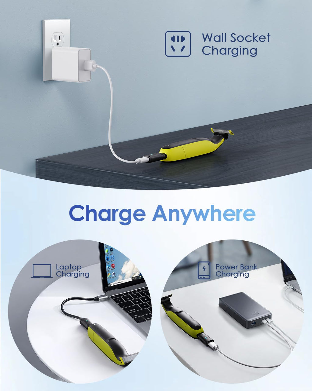 15V Type-C Shaver Adapter Charging Converter for Philips Oneblade QP6530/QP6520/QP6620/QP6510 Shaver Series, HQ8505 USB-C Electric Razor Power Adapter (1 PC)